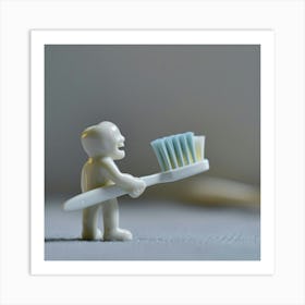 Toothbrush Figurine Holding Art Print