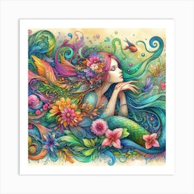 Colorful Mermaid Art Print