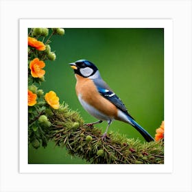 Bird Natural Wild Wildlife Tit Sparrows Sparrow Blue Red Yellow Orange Brown Wing Wings (73) Art Print