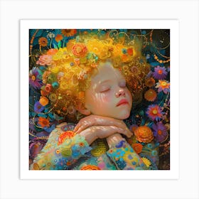 Girl With Flowers 1 Art Print