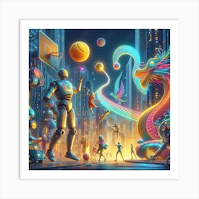 Robots In The City Art Print