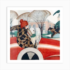 Girl And Pug In An Automobile, Gerda Wegener Art Print