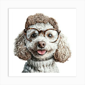 Poodle With Glasses 4 Art Print