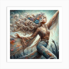 Woman With Long Hair 3 Art Print