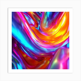 3d Light Colors Holographic Abstract Future Movement Shapes Dynamic Vibrant Flowing Lumi (16) Art Print