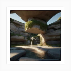 Water Fountain In A Cave Art Print