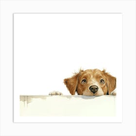 Dog Peeking Over The Wall 10 Art Print