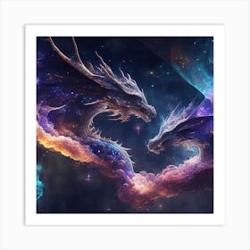 Dragons In Space 2 Art Print