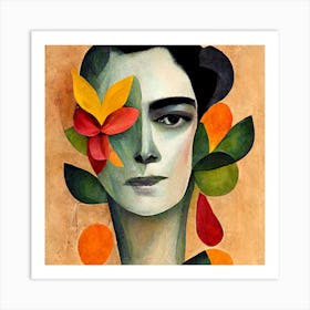 Frida Kahlo With Flowers 2 Art Print