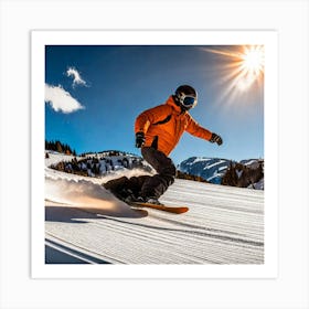 Snowboarder In The Sun Art Print