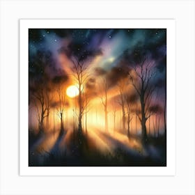 Forest At Night 1 Art Print