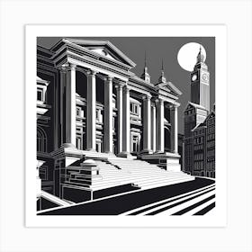 London Cityscape, black and white art Art Print