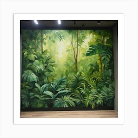 Oil Painted Realistic Mural Of Green Tropical Rain Art Print