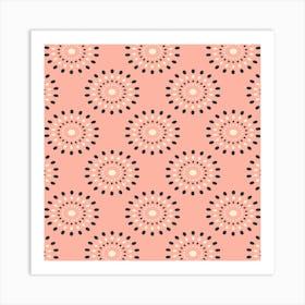 SPLASH Mid-Century Modern Retro Abstract Dot Geometric in Vintage Black White on Pink Art Print