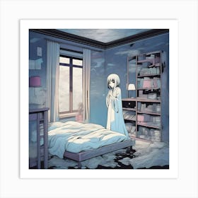 Manga Girl In A Room 2 Art Print