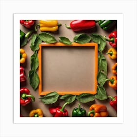 Colorful Peppers In A Frame 32 Art Print