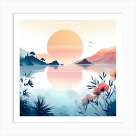 Sunset Over The Lake 1 Art Print