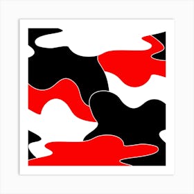 Black And Red Camouflage Art Print