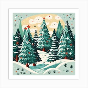 Christmas Trees In The Forest Art Print