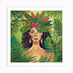 Hawaiian Girl In The Jungle Art Print