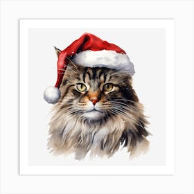 Santa Claus Cat 19 Art Print