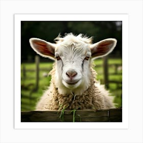 Fur Pet Cute Wool Farm Animal Wood Countryside Head Shot Country Head Graze Mammal Green (7) Art Print