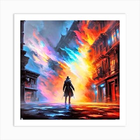 Man Standing In A City Art Print