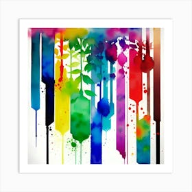 Rainbow Paint Drips Art Print