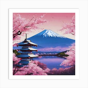 Cherry Blossoms In Fuji Art Print