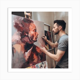 Portrait Of A Man Painting Art Print