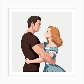 Couple Hugging Art Print