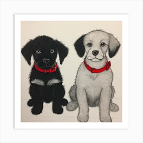 Black And White Puppies Art Print