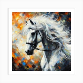 White Horse Painting Art Print