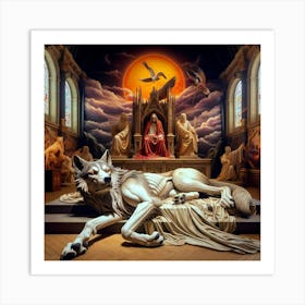 Wolf next to the Alpha and Omega Art Print