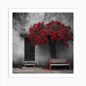 Tree And A Bench Art Print