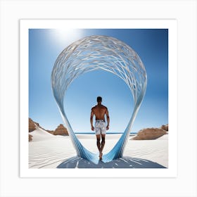 Man Walking Through A Sculpture Art Print