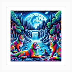 Psychedelic Wolf Family 7 Art Print