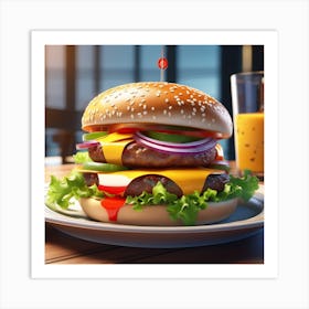 Hamburger On A Plate 188 Art Print