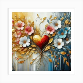 Heart and flowers spring Art Print