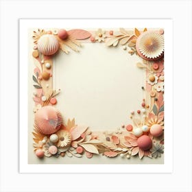 Paper Frame With Flowers 1 Art Print