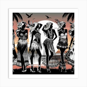 Women silhouettes 2 Art Print