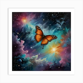 Butterfly In Space Art Print