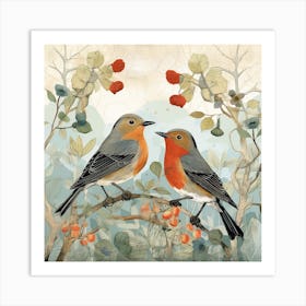 Bird In Nature European Robin 3 Art Print