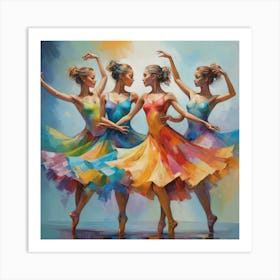 Figurative Multicolor Dancers Art Print 1 Art Print