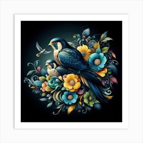 Birds And Flowers 8 Art Print