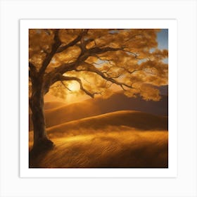 Lone Tree At Sunset Art Print