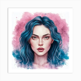 Blue Haired Girl 1 Art Print