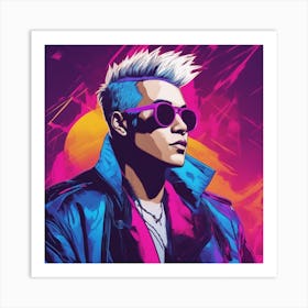 Young Andy Warhol With Mohawk White Hair and Sunglasses Art Print