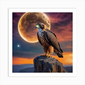 Eagle In The Moonlight Art Print