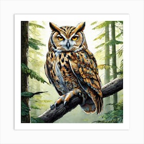 Owl In The Forest 204 Art Print